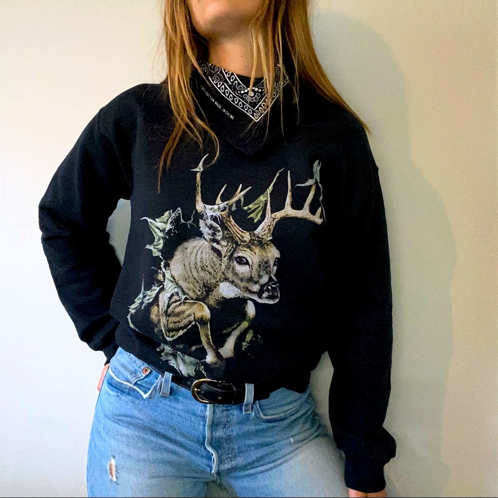 Vintage size S deer crew neck sweater